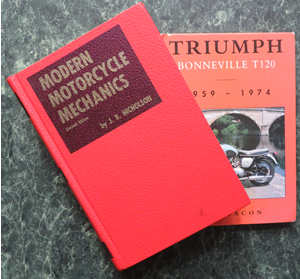 J.B.Nicholson's ''Modern Motorcycle Mechanics'' book cover, with Roy Bacon's ''The Triumph Bonneville T120''