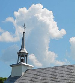 Photo of church steeple with clouds